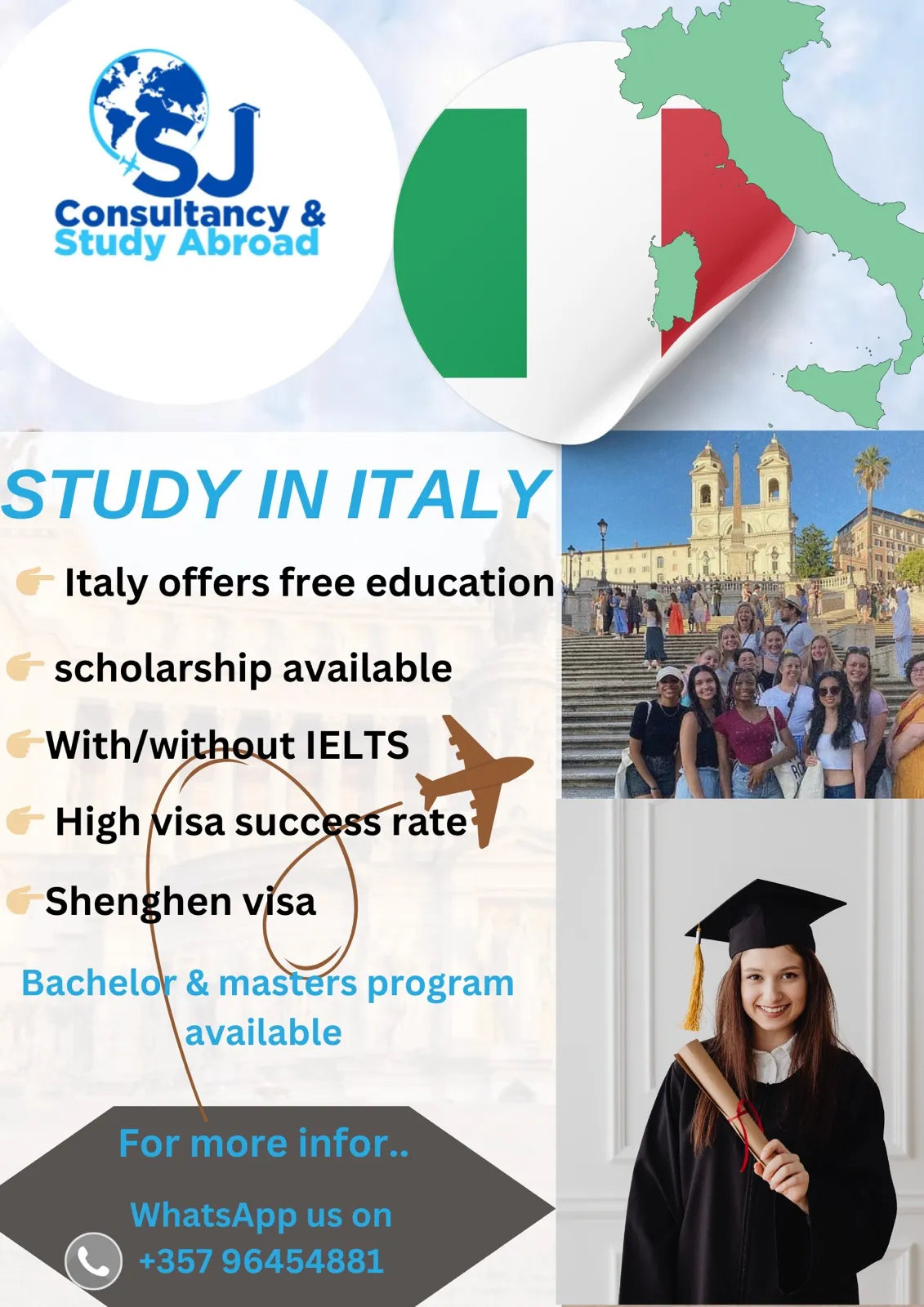 Study in Italy — SJ Consultancy flyer